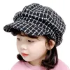 Plaid Kids Boy Girl Hat Aestetic Children Cotton Cap Nice Trendy Baby Toddler Beret 3-8 år Caps Hattar