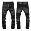 2022 nuovi jeans da uomo con cerniera-trim slim-fit baffi sbiadimento in difficoltà pantaloni vintage da motociclista skinny in denim maschio252P