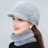 Cappello invernale da donna Mantieni caldo Berretto Aggiungi foderato in pelliccia e set di sciarpe s per coniglio casual femminile lavorato a maglia 211126