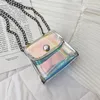 Transparent Clear Chain Shoulder Bag Summer Women Girls Färgglada Laser Flap Bag Fashion Travel Beach Crossbody Bag 1478 B3