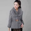 Kort päls kappa kvinnor jacka höst vinter imitation kanin hår koreanska lösa tunna stora krage 211220