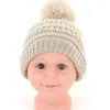 Winter Solid Confetti Color Baby Kids Mutsen Haak Gebreide Slouchy Skull Cap Chunky Gebreide Stretch Pom Pom Muts Hoed Jongens Meisjes Sport Ski Hoeden Oorbemuff H10IW3C