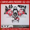 Fairings Kit For HONDA CBR954 CBR900 RR CBR 900 954 RR CC CBR954RR 02 03 Bodywork 61No.91 CBR Red black 954RR 900RR 900CC 2002 2003 CBR954-RR CBR900RR 02-03 OEM Body