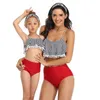 Moda Matka Córka Paski Dopasowane Stroje Bikini Dla Dzieci 2-8yrs Rodzina Mathing Swimwear Odzież Boutique Kobiety 210529