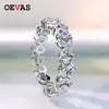 Ovas 100% 925 Sterling Silver Sparkling Full Alto Carbono Dimond Zircão Anéis de Flores para Mulheres Engajamento Casamento Jóias Fine 211217