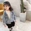 İnciler boncuk çocuklar kot ceket kızlar için moda palto çocuk giyim sonbahar bebek giysileri giyim jean ceketler ceket 210913