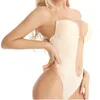 Woman Deep V Bodysuit Transparent Strap Backless Plunge Thong Push Up Padded Bra Body Shaper Suit Women's Shapers