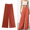 TRAF Za Wide Leg Trousers Women High Waist Pants Woman Fashion Ruched Loose Ladies Streetwear Women's Summer 210925