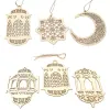 Party Dekoration Ramadan Träinredning Eid Mubarak Muslim Moon Star Plate Hollow Pendant Islamic Festival Event RRA11707