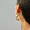 Par de pendientes de aro Huggie de perlas naturales para mujer, pendientes de corona de círculo redondo de lujo de acero barroco, joyería fina