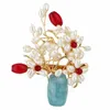 Fabrikspris elegant kreativ handgjord naturlig pärla sten vas design vintage kostym broscher mode kostym smycken