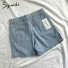 Syiwidii ​​shorts jean para mulheres suorshorts plus size branco preto preto vestuário denim cintura alta casual verão sólido moda 210323