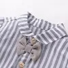 Комбинезон для новорожденных, летняя одежда для мальчиков, хлопковый полосатый топ с шортами для новорожденных, свадебные платья, высокое качество6274804
