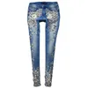 Jeans pour femmes Femmes Luxe Strass Diamant Denim WomenSkinny Stretch Crayon Slim Vintage1