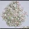 Crystal AB Düz Rhinestone Tırnak Dekorasyonu SS3-SS50 3D Cam Tırnak Sanatı Rhinestones Karışık Boyut Çiviler Taşlar Aksesuarları IG1TV WYZQX