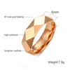 Trendiga Rose Gold Colors Rhombus Tungsten Karbid Bröllopsring för Män Storlek 6 till 11