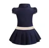 Ratoil Dziewczynek Sukienka Dzieci Lapel College Wiatr Bowknot Krótki Rękaw Plisowany Koszulka Polo Spódnica Dzieci Dorywczo Designer Odzież dziecięca