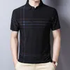 Herren-T-Shirts, Herren-T-Shirts, modisches, schlankes Herren-Shirt, schwarz, kurzärmelig, Sommer, dünn, Streetwear, gestreift, männlich, für koreanische Kleidung