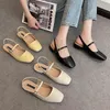 Vrouwen flats zomer vrouw sandalen vierkante teen slip op achterband dames lage hakken jurk schoenen zapatos mujer 9269n 220309