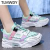 2021 Women's Lace-up Color Matching Non-slip Wear-resistant Sneakers Fashion Women's Shoes Comfortable Breathable Casual Shoes Y0907