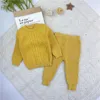 2pcs/set Newborn Baby Girl Boy Knitted Clothes Set Sweater+pant Cotton Infant Toddler Spring Autumn Winter Clothing Sets Outfit G1023