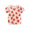 Baby Girls Princess Sweet T-Shirts Moda Verano Frutas Stawberry Print Tees Niños Niña Casual Top Ropa 2-7Y 210429