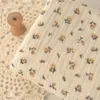 50*140cm pastorale jaune fleur Double coton tissu manteau Robe jupe vêtements canapé serviette tissus par le demi-mètre 210702