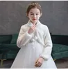 Kids Girls Princess Thicken Plush Jacket Crop Wraps Shawl Flower Long Sleeves Bolero Warm Cape Wedding Birthday Party Coat 211011