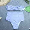 Sexy rétro bleu blanc rayé bandeau haut taise bikini lady maillots de bain femmes maillot de bain femelle et maillot de bain de natation bched 210604