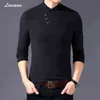 Liseaven Men's Black T-Shirt Long Sleeve Tshirts V-Neck T Shirts Male Casual Shirt Spring Summer Autumn Tops&Tees G1229