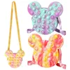 Tiktok Fidget Sac à dos Pures Puisson Pop Finger Puzzle Jouets Bandoulière Fanny Pack Dessin animé Sac à bandoulière Popper Fourre-tout Voyage Sacs de sport pour enfants Grils