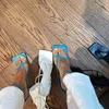 Sommar Kvinnor Sandaler Smalband Vintage Square Toe High Heels Buckle Strap High Heel Sandals Kvinnor V-Neck Designer Skor H54JU5J