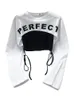 Women's T-Shirt High Street Fashion T Shirts Women 2021 Spring Summer Long Sleeve False Two Piece Female Crops Tops S M L XL