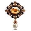 Victorian Vintage Stylish Imitated White Pearl Drop Champagne Oval Stone Broach Pin for Women Costume Dressy Gown Cloth Jewelry