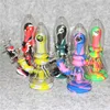 Brilho no cano de água fumegante escuro Bongo de cachimbo de impressão não desbotada Silicone Bongs Dab Rig Rig Catcher de cinzas borbulhantes grossas