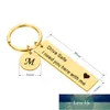 Regalo portachiavi personalizzato per uomo Portachiavi con incisione Drive Safe I Need You Here with Me per coppie A-Z 26 Iniziali Lettera Ciondolo