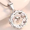 925 Sterling Silver Woman Moda Jóias de Alta Qualidade Retro Simples Cristal Zircon Flor Girando Colar Pingente