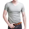 T Shirt Men S Disual Short Sleeve v Neck T Shirts Solid 2021 Summer Cotton Black Gray Green Mydbsh 210319
