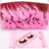 3D Mink Eyelash Faux Hair False Natural Cross Eye Lashes Extension with Eyelashes Tweezer Lash Brush Set in Pink Bag Free Customize Service and DHL