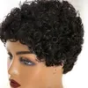 Gesneden pixie pruiken kort menselijk haar met pony kinky krullende perruque cheveux gemengde humain Braziliaanse pruik voor zwarte vrouwen