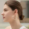 Pendientes de plata de ley 925, aro circular chapado en platino, orejera grande básica básica para mujer, regalo brillante, elegante y personalizado