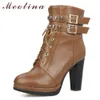 Meotina Kobiety Koszulki Botki Jesień Klamra Platforma Chunky Obcasy Krótkie Buty Zipper Extreme High Heel Buty Dama Winter Rozmiar 33-40 210608