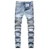 2022 Spring Męskie Ripped Jeans Jesień Moda Slim-Fit Stretch Dżinsowe Spodnie Hip Hop Huch Casual Streetwear