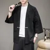 Etniska kläder män bomullslinne kimono klänning japanska traditionella casual jackor ytterkläder herr cardigan klassiker 2022 sommar streetwear