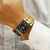 WWOOR Uhren Herren Top Marke Luxus Gold Quadrat Armbanduhr Männer Business Quarz Stahlband Wasserdichte Uhr uhren hombre 210329