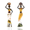 3pcs / set harts afrikansk figur skulptur tribal lady figurine staty inredning collectible art bit inomhus kontorsstudie rum el 210924