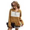 Fleece Women's casual sweatshirt Autumn and Winter Lapel Fashion Color Matching Sweater sweatshirts Pullovers 210508