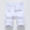 Летние мужские джинсовые шорты уличные одежда тренда личности тонкий короткие джинсы белый красный черный мужской бренд одежда 210629