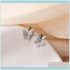 Charm Jewelrythe Lovely 925 Sterling Sier Butterfly Boucles d'oreilles avec Bejeweled Zircon Bijoux de mode pour femmes et cadeaux de fête coréens Drop Deliv