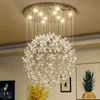 Chandeliers Modern Luxury Crystal LED Candelabro de teto para sala de estar Grande luminárias de luz de borboleta Lâmpadas de design de casa